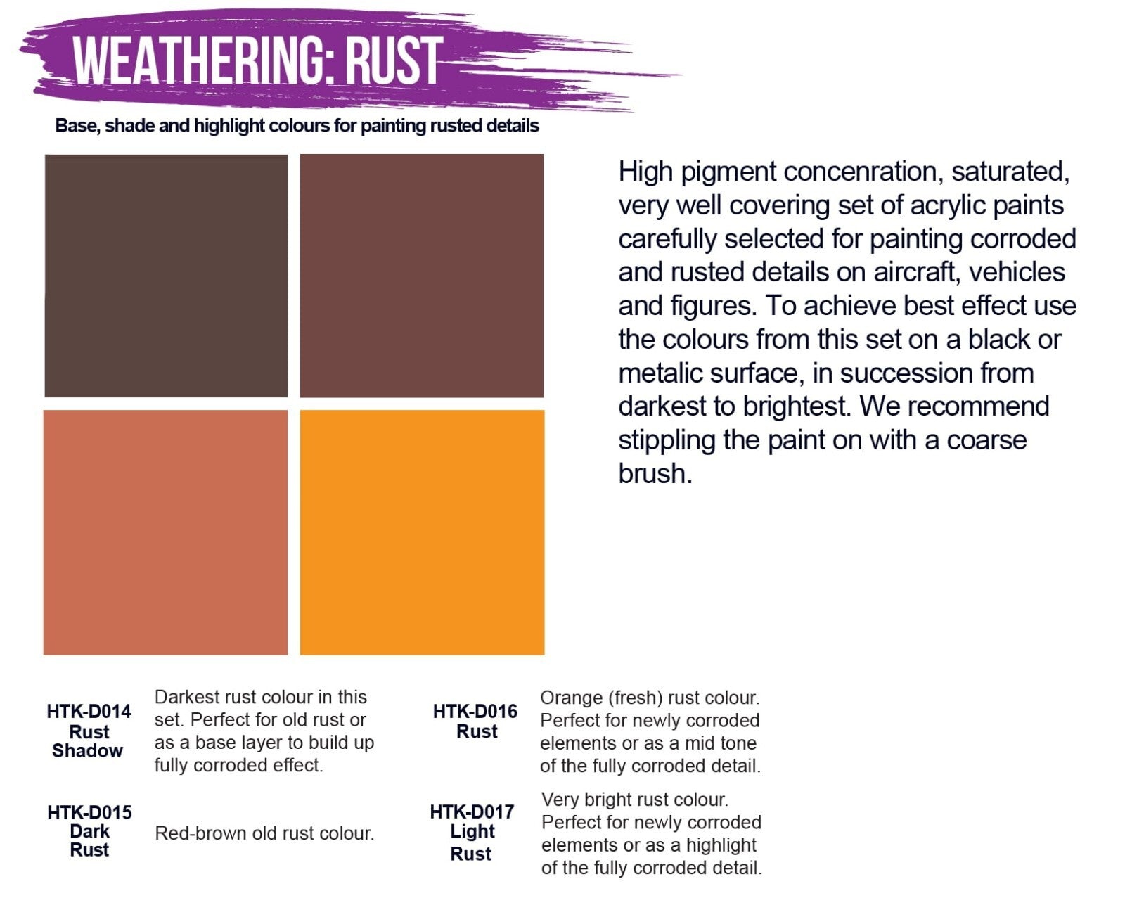 Hataka Hobby Violet Line Pigmented For Figure Painting Weathering Rust HTK-DS03