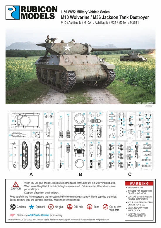 Rubicon Models 1:56 WWII US M10 Wolverine & M36 Jackson Tank Destroyer - 280029