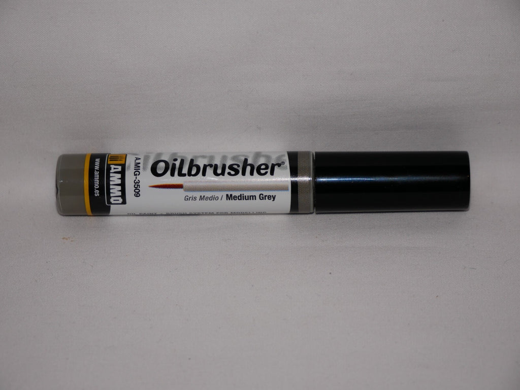 Ammo By Mig Jimenez Medium Grey Oilbrusher With Fine Brush Applicator A.MIG-3509