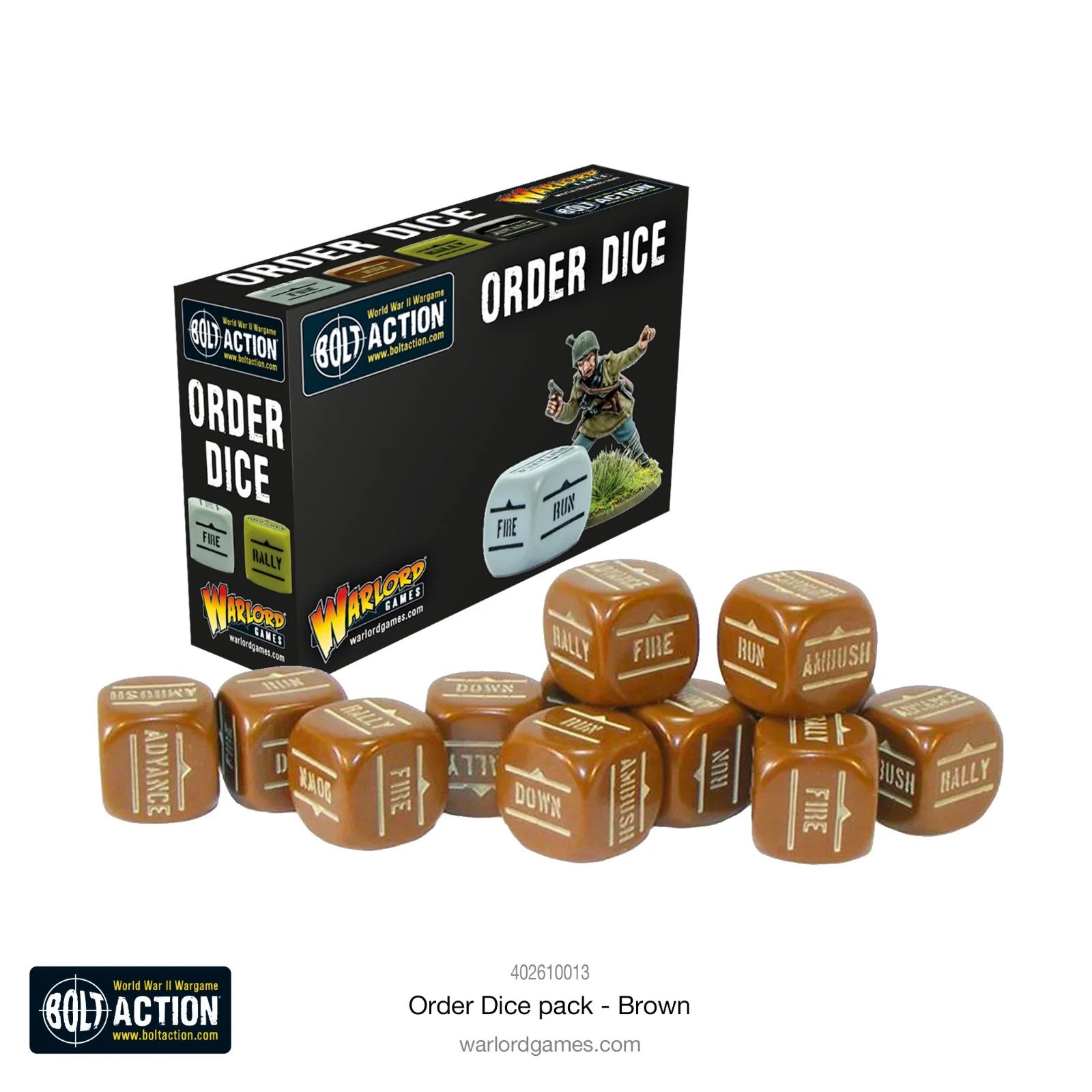 Warlord Games Bolt Action 1:56 Scale 12 Brown Coloured Order Dice - (402616013)