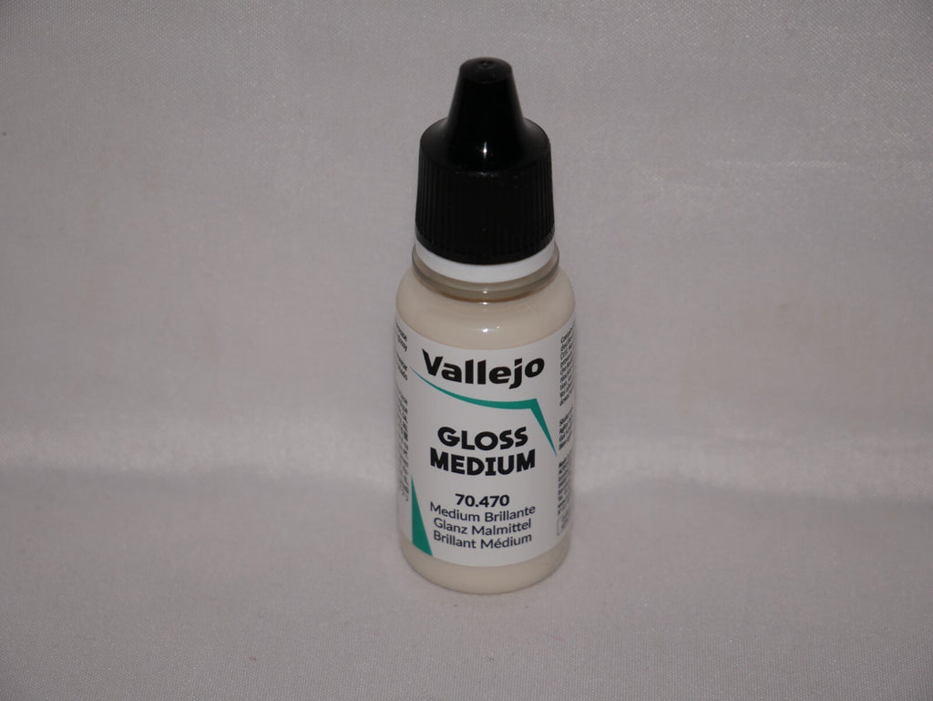 Vallejo Auxiliary Products Gloss Medium 18ml/0.60 fl oz Dropper Bottle - 70.470