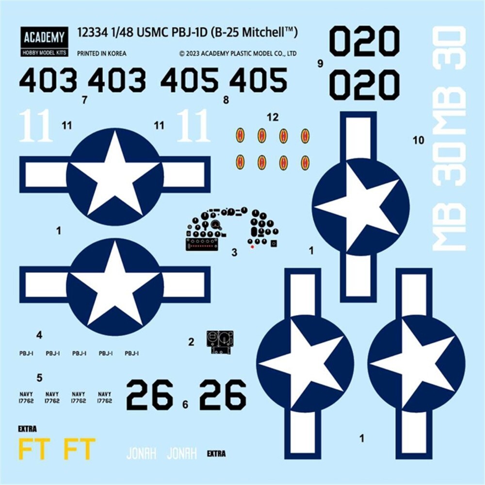 Academy 1:48 USMC PBJ-1D North American (B-25 Mitchell) Skill Level 4 - 12334