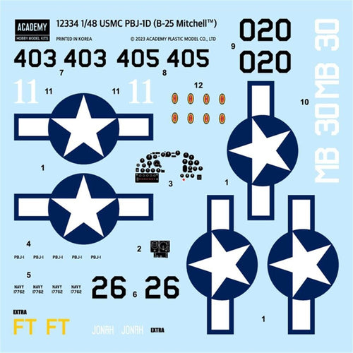 Academy 1:48 USMC PBJ-1D North American (B-25 Mitchell) Skill Level 4 - 12334