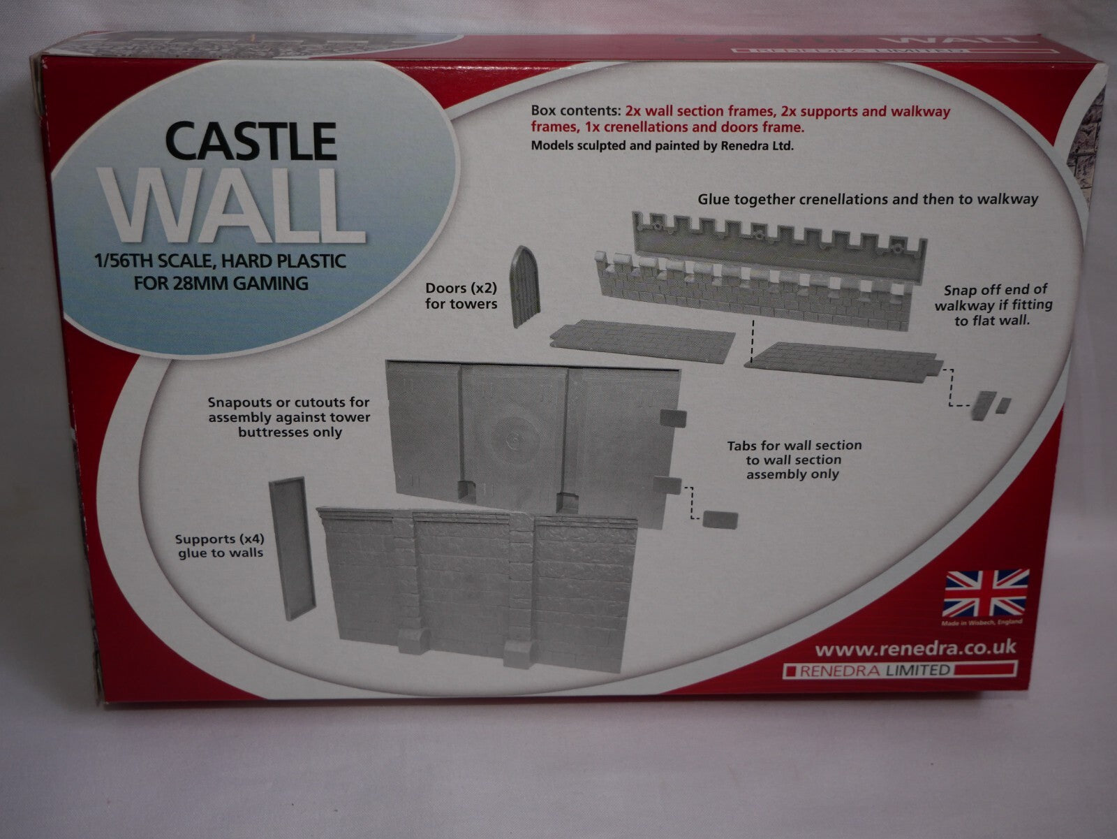 Renedra Ltd Generic Scenery & Bases 1/56th Scale Castle Wall Sections - RNWALL