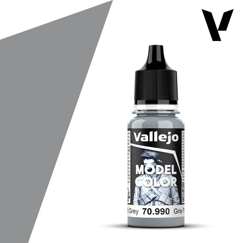Vallejo Model Color Light Grey Acrylic 18ml/0.60 fl oz Dropper Bottle - 70.990