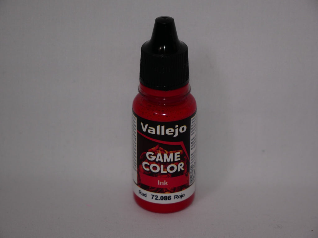Vallejo Game Color Acrylic Inks Range Red 18ml/0.6 fl oz Dropper Bottle - 72.086