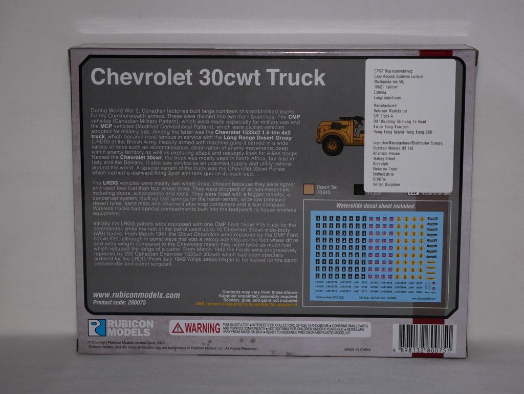 Rubicon Models 1:56 Scale 1.5-ton 4x2 Chevrolet 30cwt Truck With Crew - 280075