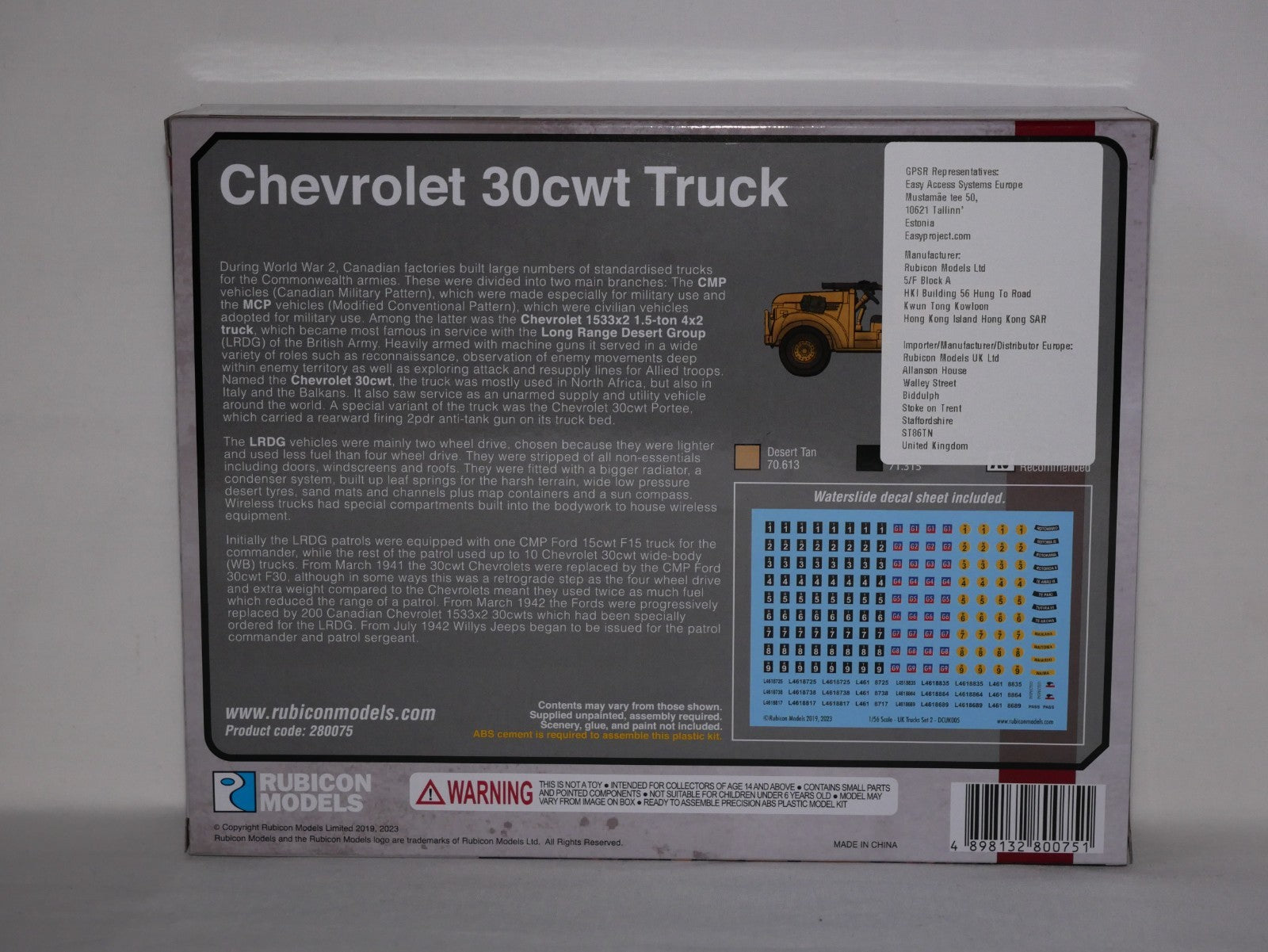 Rubicon Models 1:56 Scale 1.5-ton 4x2 Chevrolet 30cwt Truck With Crew - 280075