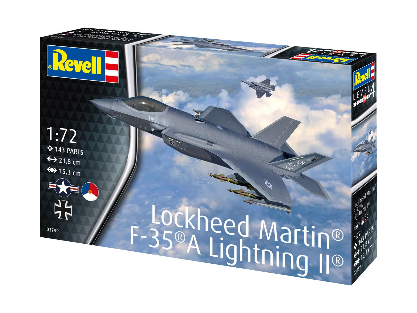 Revell 1:72 Scale Lockheed Martin F-35 A Lightning II Kit Skill Level 4 - 03799