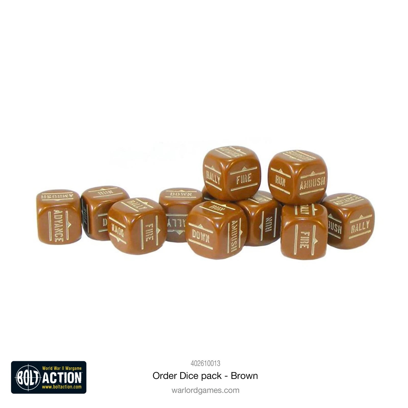 Warlord Games Bolt Action 1:56 Scale 12 Brown Coloured Order Dice - (402616013)