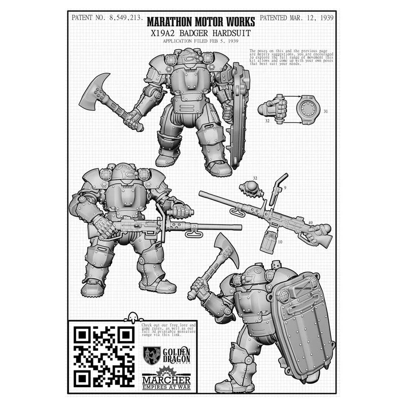 Wargames Atlantic Marcher Empires At War USA X19A2 Badger Hardsuits - MUSA003P
