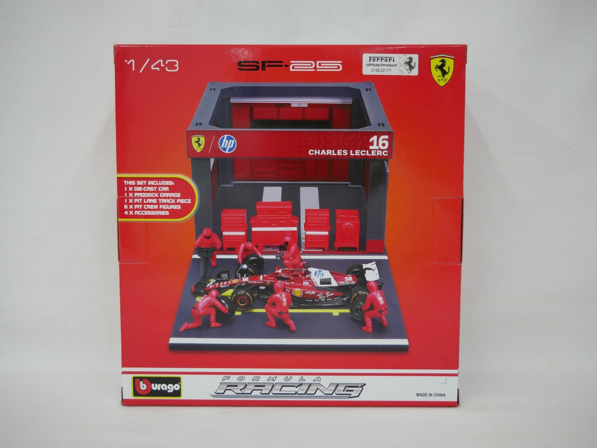 Burago 1:43 Scuderia Ferrari Formula One Team C.Leclerc Pit Pass Diorma Playset - #18-36865L