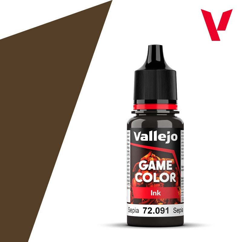 Vallejo Game Color Acrylic Ink Range Sepia 18ml/0.6 fl oz Dropper Bottle 72.091