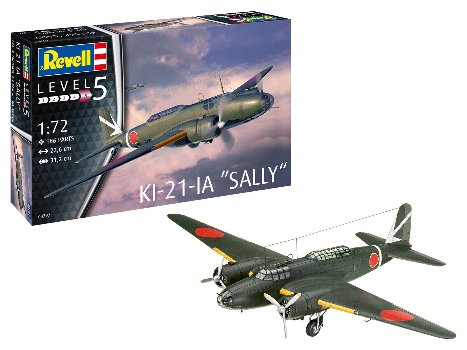 Revell 1:72 Mitsubishi KI-21-lA "Sally" Model Aircraft Kit Skill Level 5 - 03797