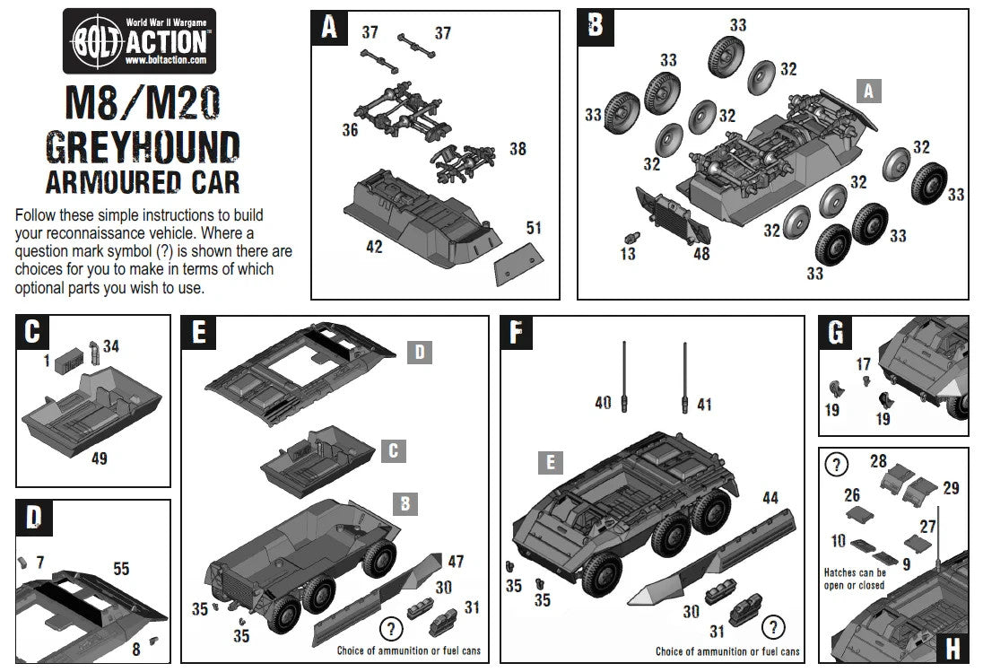 Warlord Games Bolt Action 1:56 Scale WW2 US M8/M20 Greyhound Scout Car 402013005