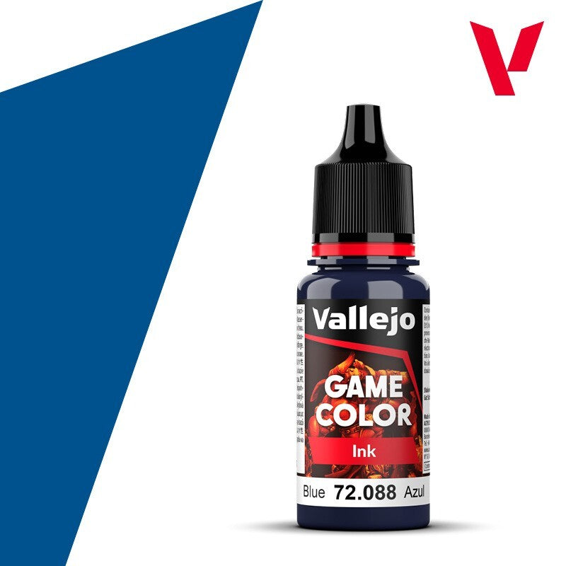 Vallejo Game Color Acrylic Ink Range Blue 18ml/0.6 fl oz Dropper Bottle - 72.088