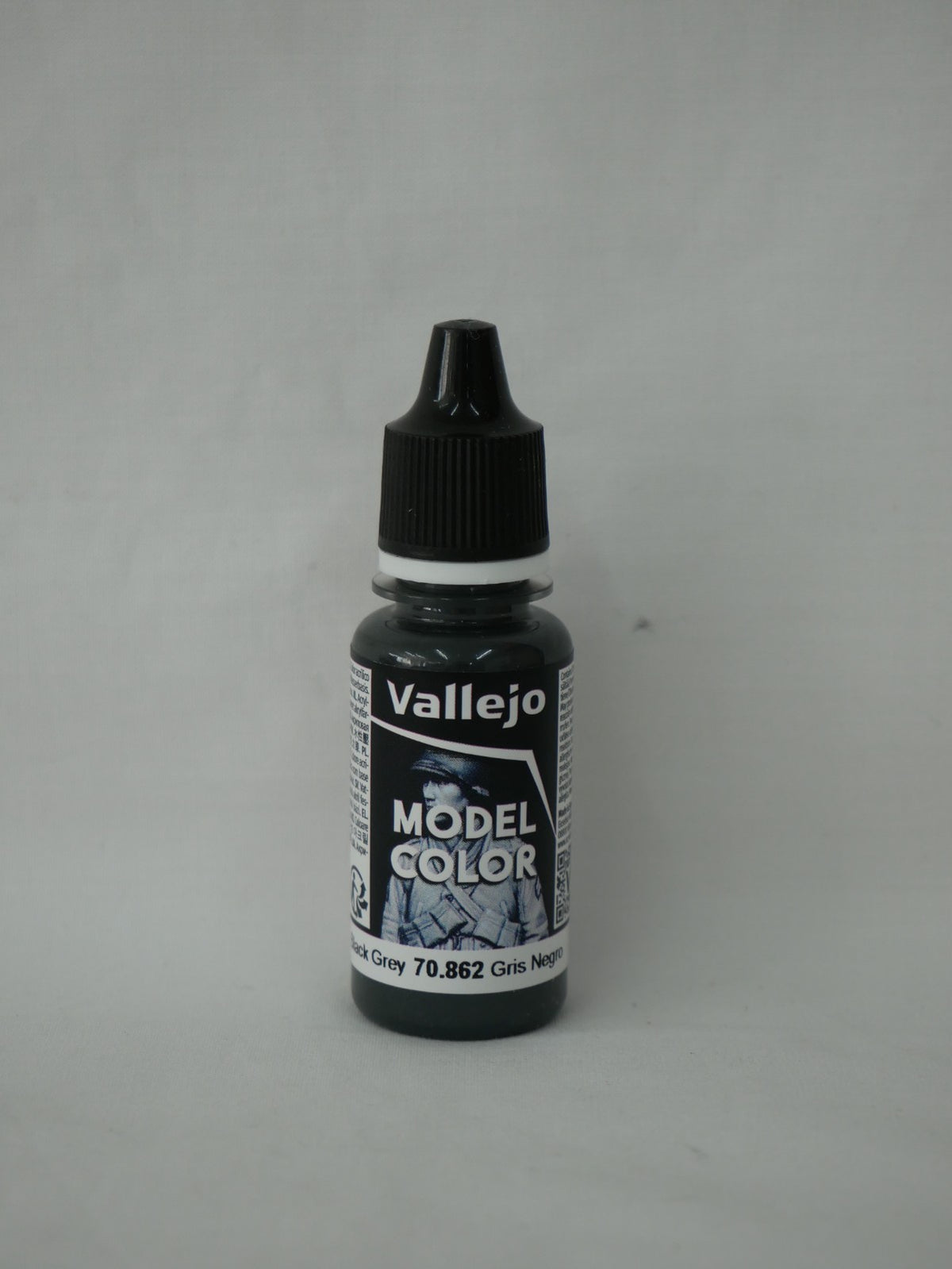 Vallejo Model Color Black Grey Acrylic 18ml/0.60 fl oz Dropper Bottle - 70.862