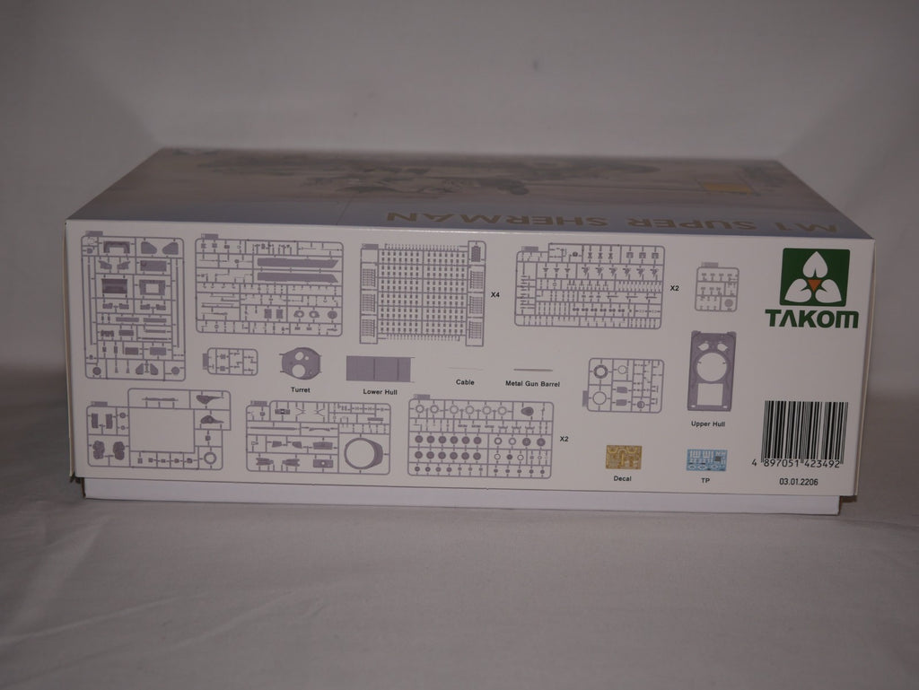 Takom 1:35 Scale Post WWII M1 Super Sherman Medium Tank Plastic Model Kit - 2206