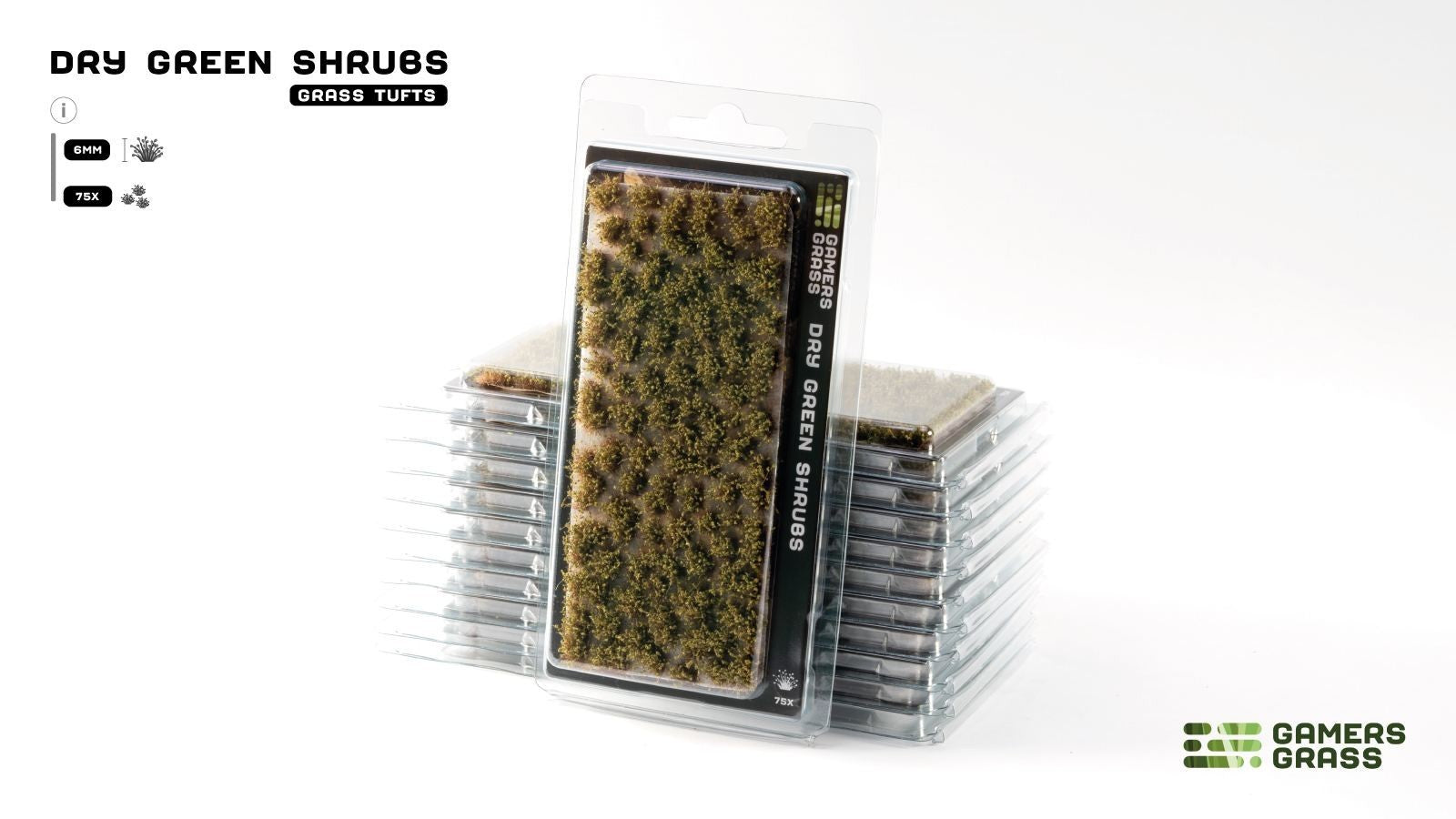 Gamers Grass Dry Green Shrubs Grass Tufts For Model Bases 75x Per Pack GGFS-DRG