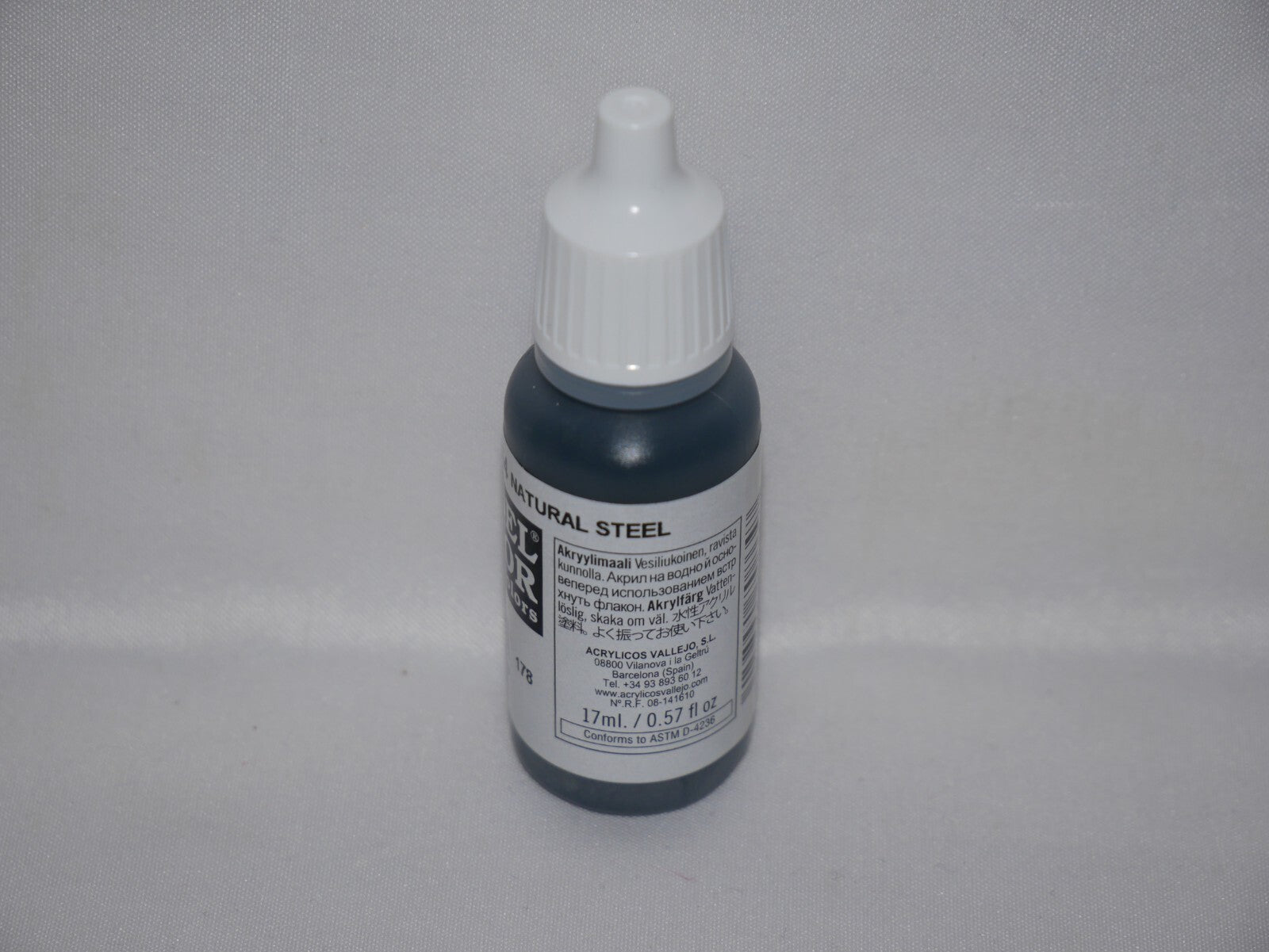 Vallejo Model Color Natural Steel Metallic Acrylic 17ml Dropper Bottle - 70.864
