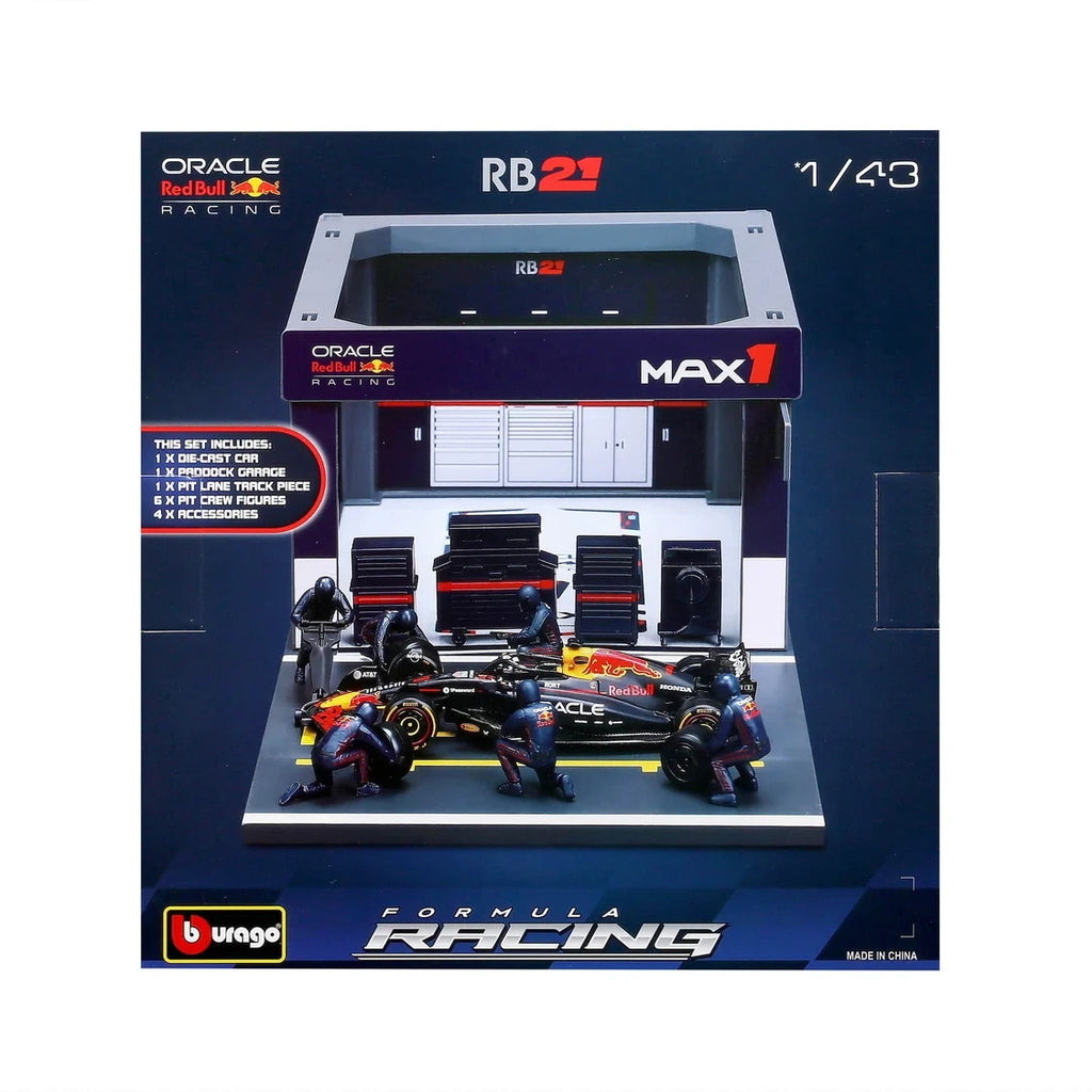 Burago 1:43 Scale Oracle Redbull Racing Formula One Team Pit Pass Diorma Playset - #18-38459V