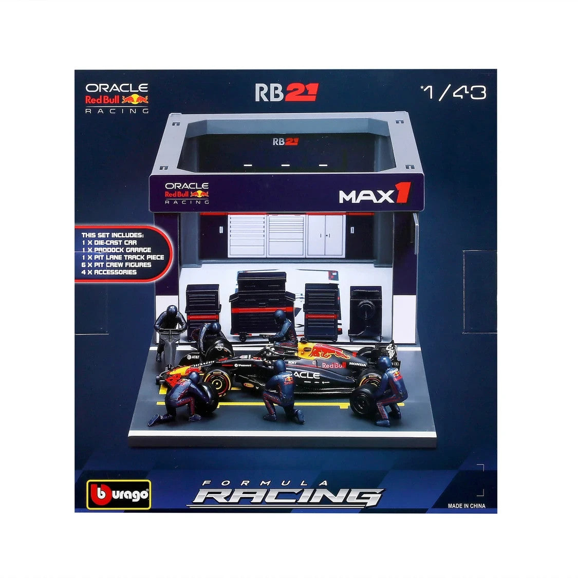 Burago 1:43 Scale Oracle Redbull Racing Formula One Team Pit Pass Diorma Playset - #18-38459V