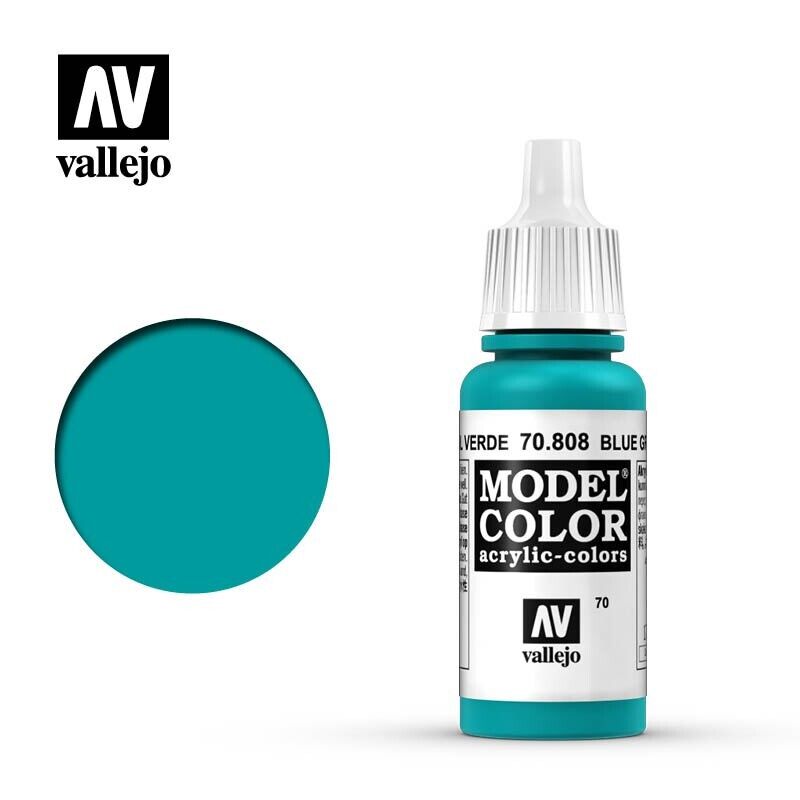 Vallejo Model Color Blue Green Acrylic 17ml/0.57 fl oz Dropper Bottle - 70.808