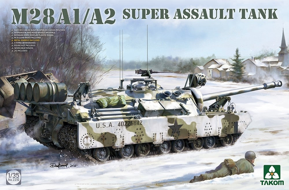 Takom 1:35 Scale World War 2 US M28A1/A2 Super Assault Concept Model Tank - 2210
