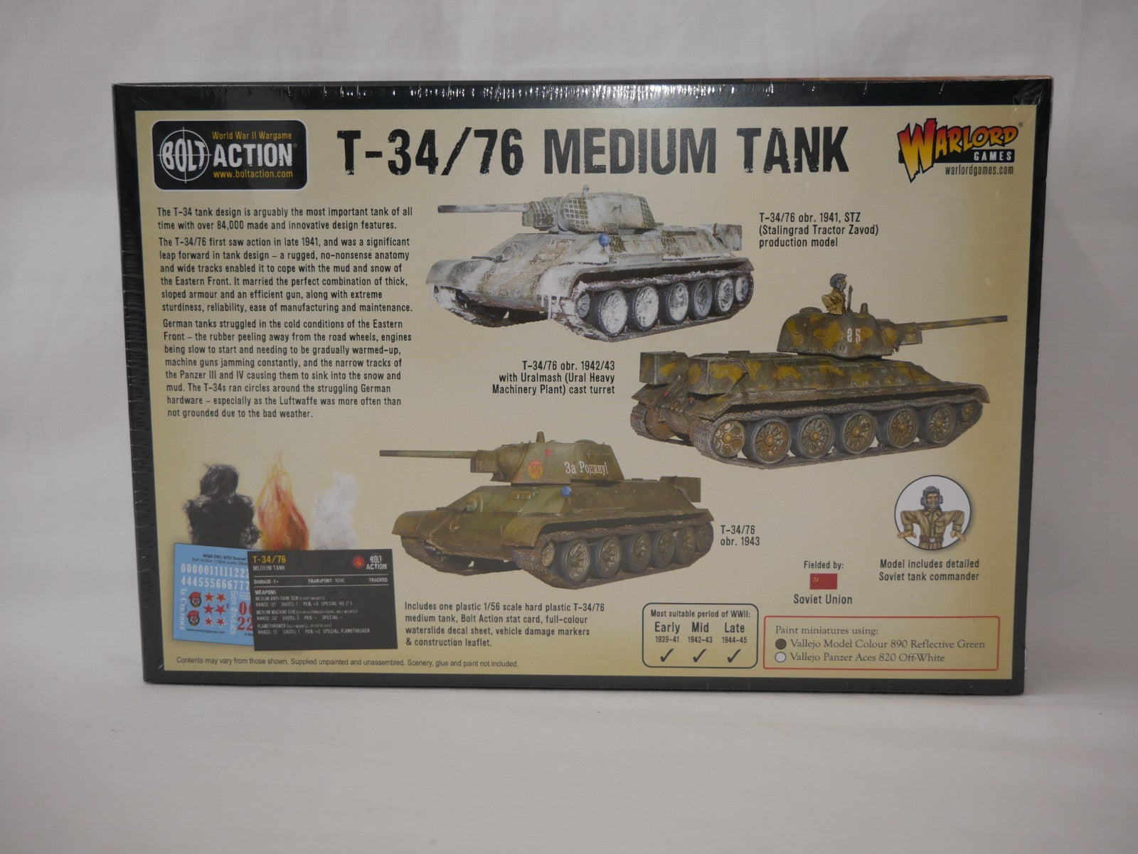 Warlord Games Bolt Action 1:56 Scale WWII Soviet T-34/76 Medium Tank - 402014007