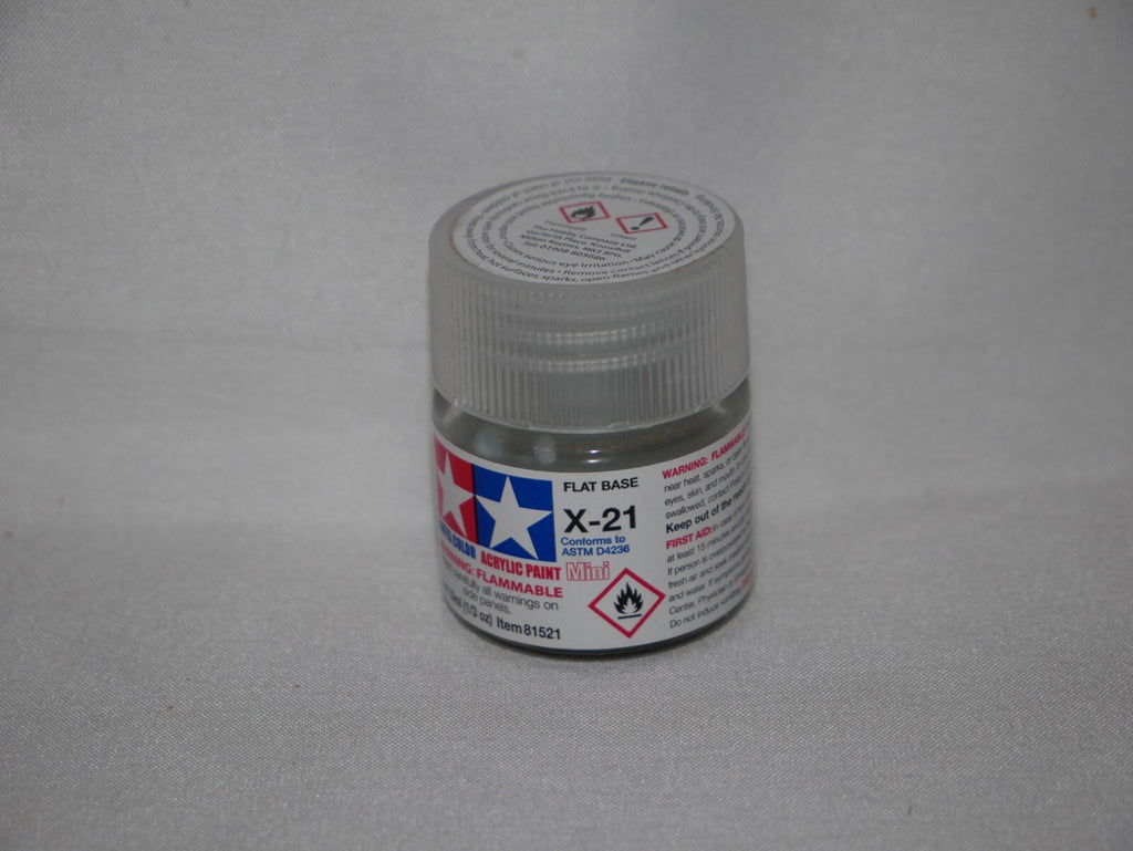 Tamiya Color Acrylic Model Paint Mini X-21 Flat Base 10ml 1/3oz Glass Jar 81521
