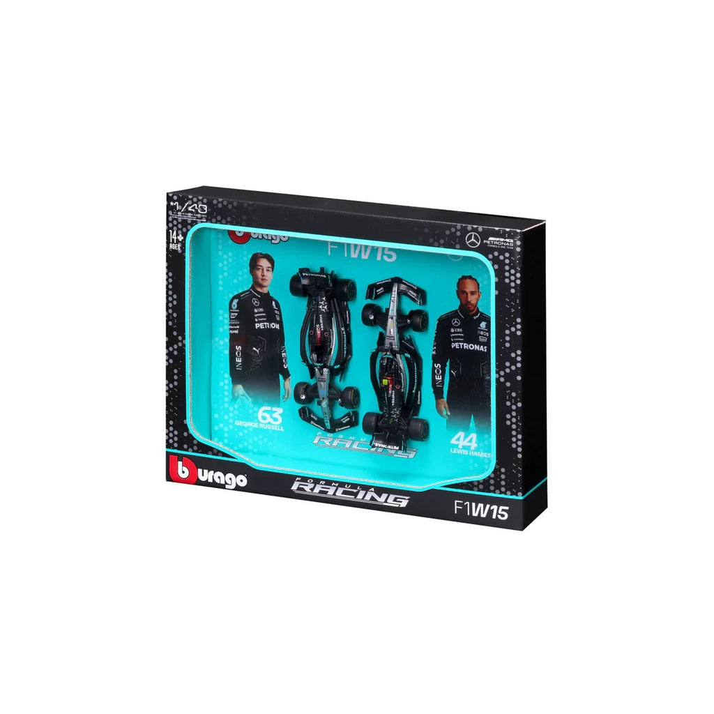 Burago 1:43 Mercedes-AMG Petronas W15 Two Car Pack Hamiliton & Russell #18-38115