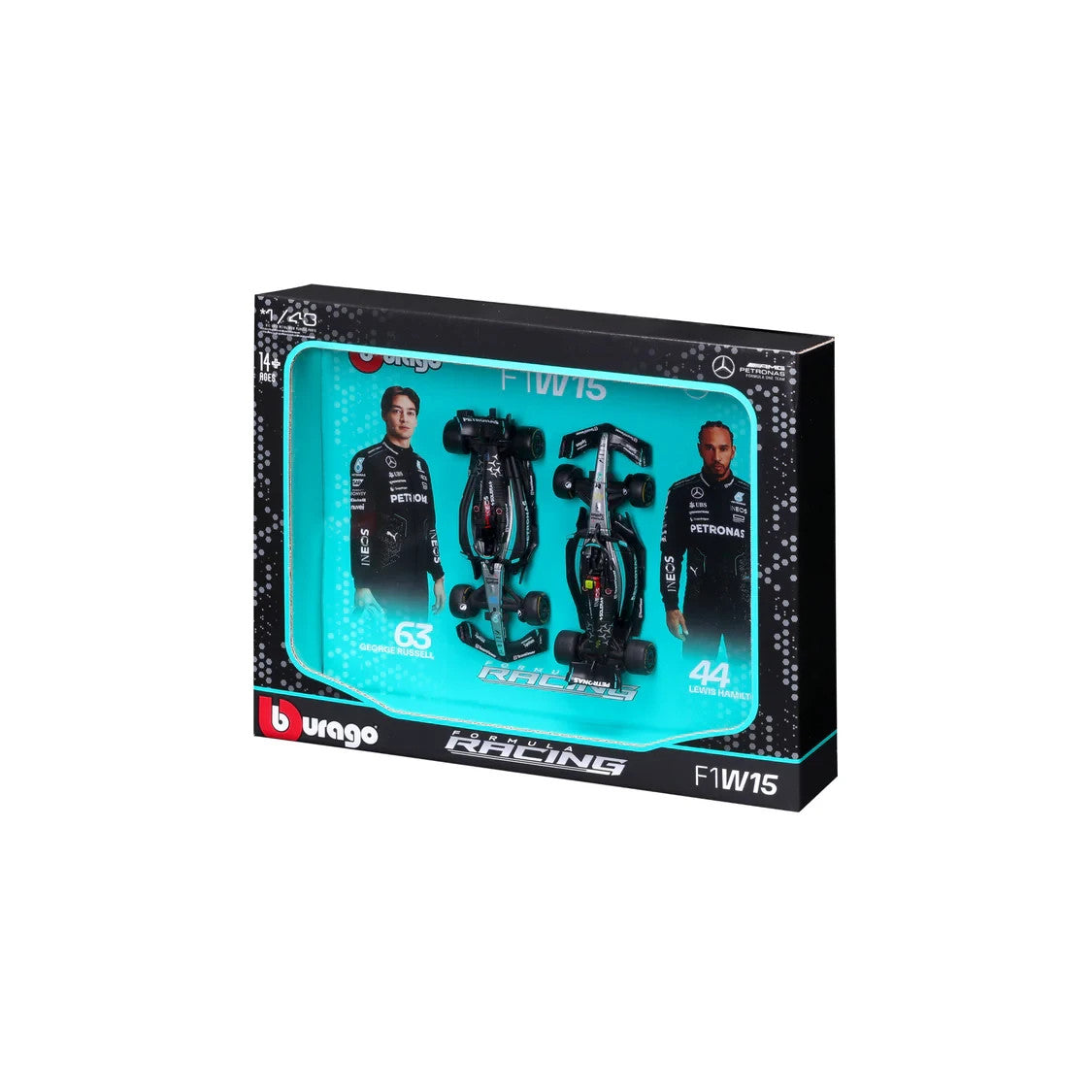 Burago 1:43 Mercedes-AMG Petronas W15 Two Car Pack Hamiliton & Russell #18-38115