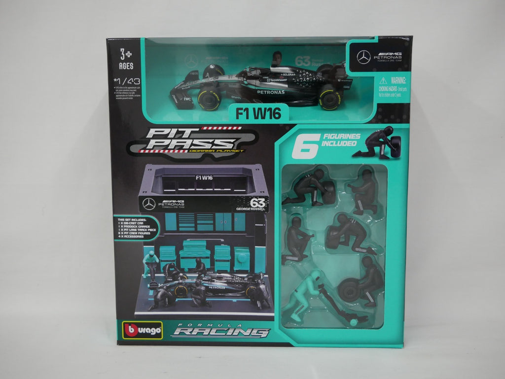 Burago 1:43 Scale Mercedes-AMG Petronas Forumla One Team Pit Pass Diorma Playset - #18-38458R