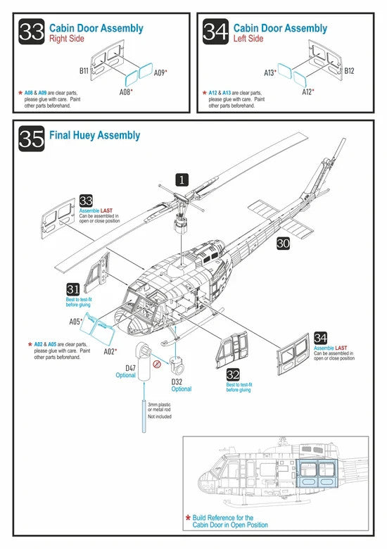 Rubicon Models 1:56 Scale Bell UH-1D / UH-1H "Huey" Military Helicopter - 280119