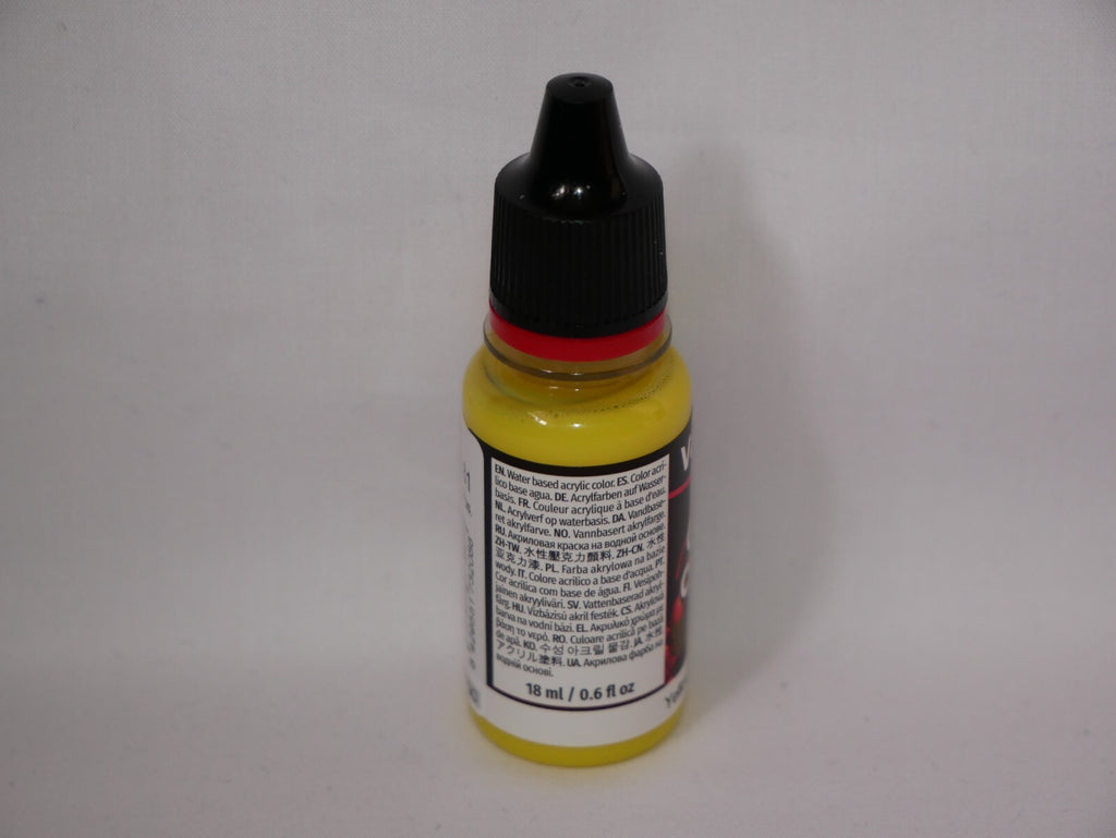 Vallejo Game Color Acrylic Washes Yellow 18ml/0.6 fl oz Dropper Bottle - 73.208