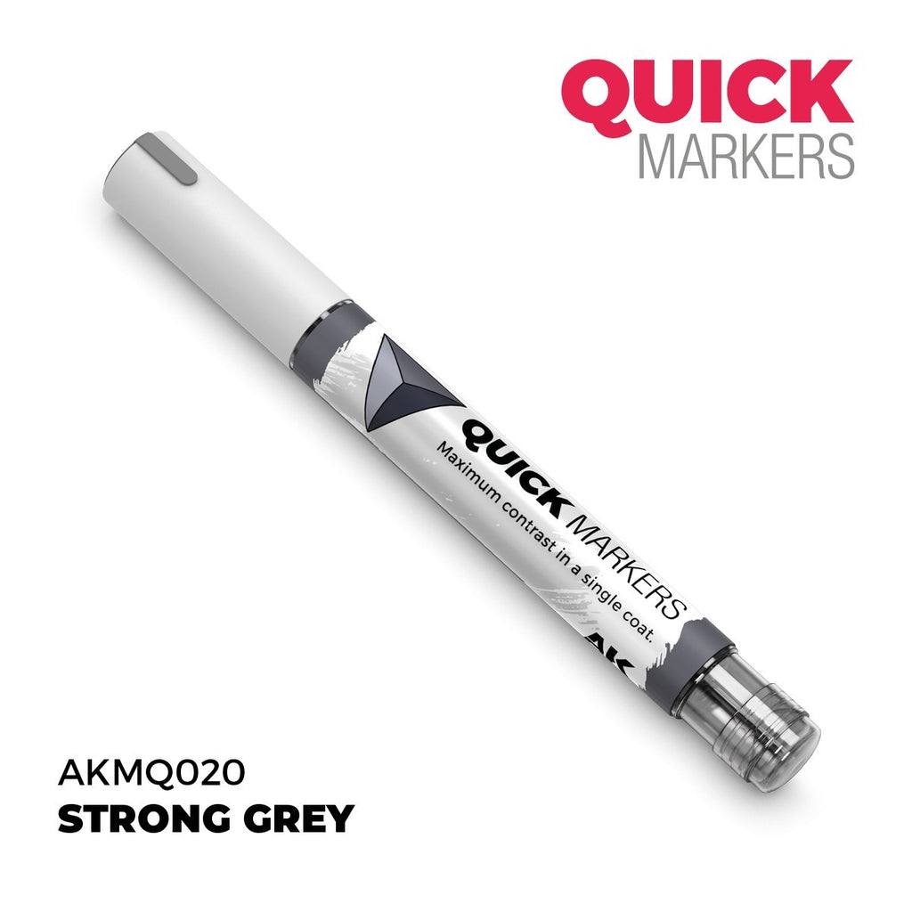 AK Interactive Acrylic Quick Gen Markers For Tabletop Wargaming Strong Grey - AKMQ020