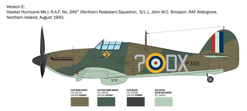 Italeri 1:48 Scale WW2 Aces Hawker Hurricane Mk.l Model Kit Skill Level 3 - 2838