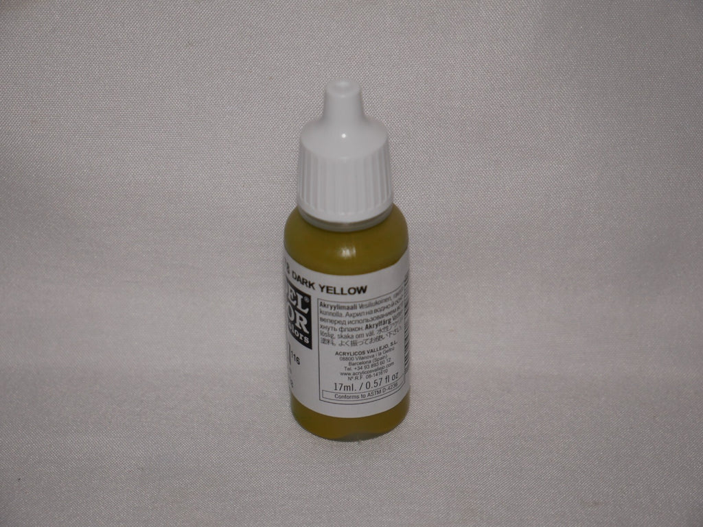 Vallejo Model Color Dark Yellow Acrylic 17ml/0.57 fl oz Dropper Bottle - 70.978