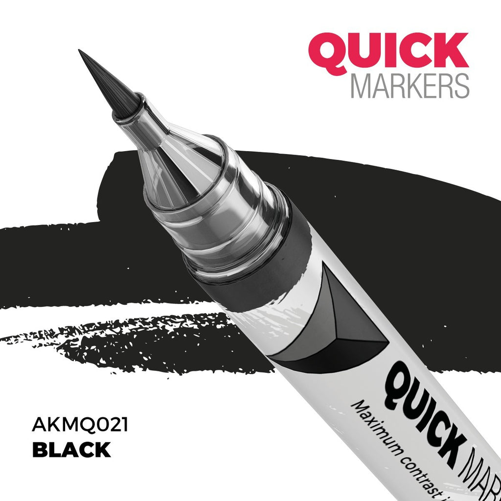 AK Interactive Acrylic Quick Gen Markers For Tabletop Wargaming Black - AKMQ021