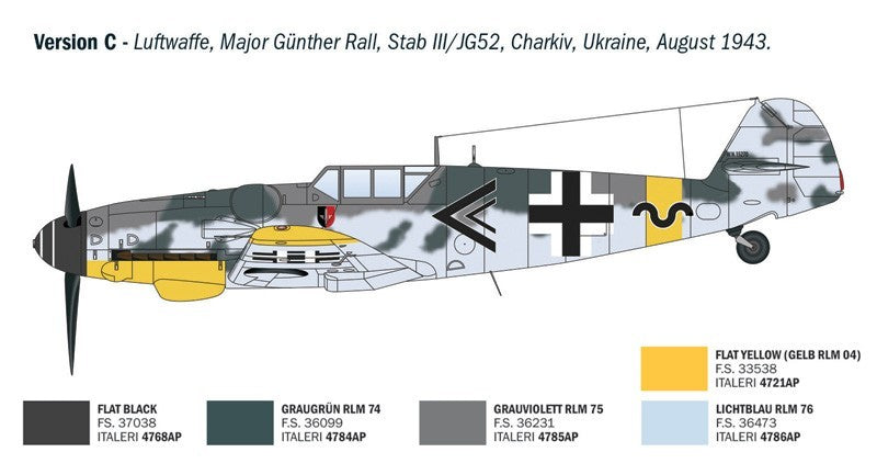 Italeri 1:72 Scale WWII Aces Messerschmitt Bf 109 G-6 Model Skill Level 2 - 1483