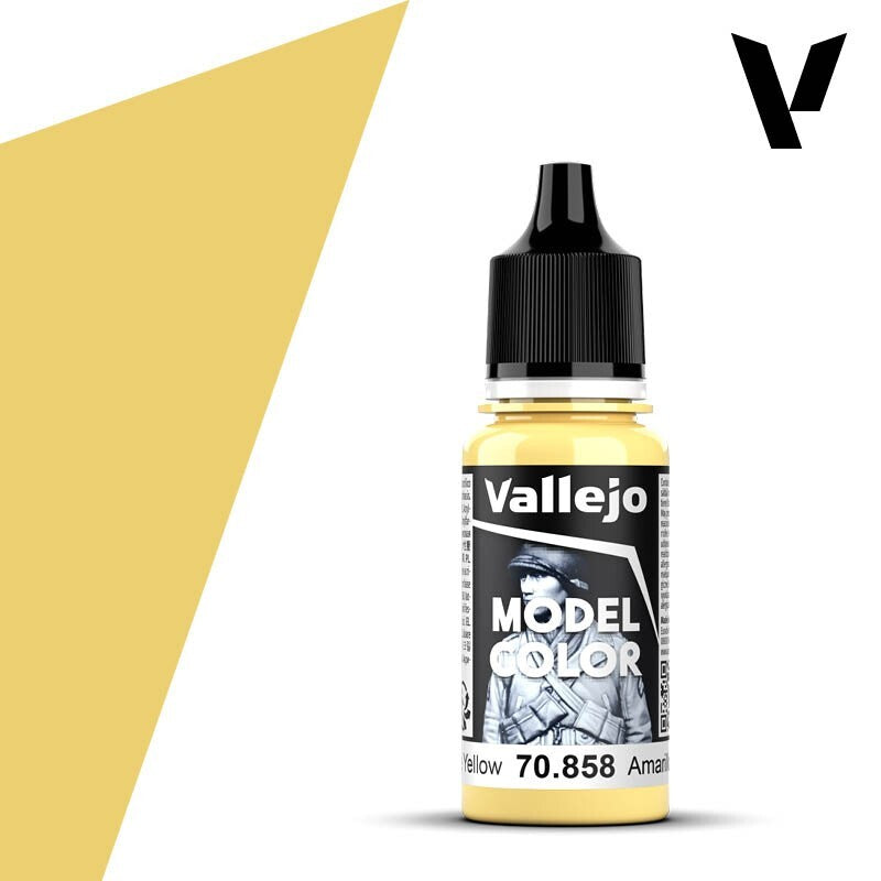 Vallejo Model Color Ice Yellow Acrylic 18ml/0.60 fl oz Dropper Bottle - 70.858