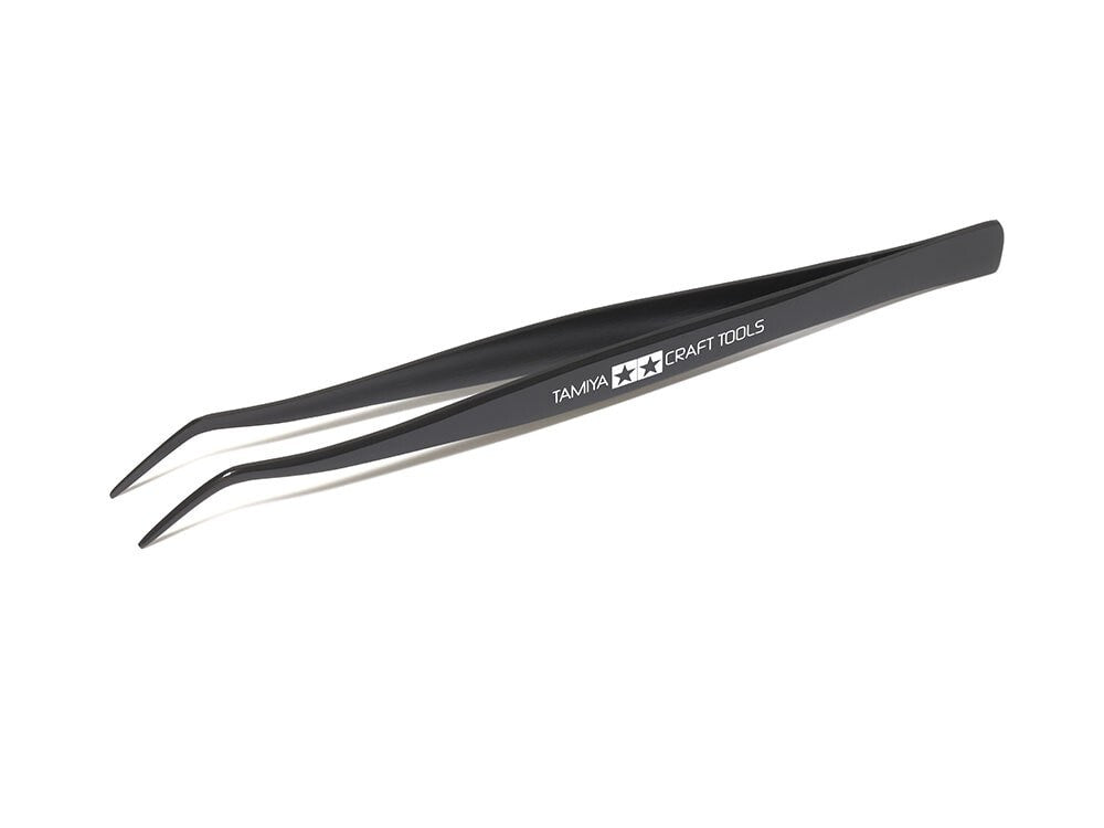 Tamiya Craft Tools Series 3 Finely Angled Stainless Steel Tweezers - 74003