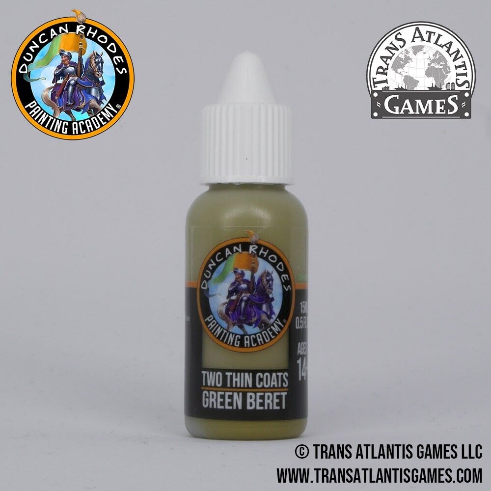 Duncan Rhodes Painting Academy 'Two Thin Coats' Green Beret 15ml Bottle - 10081