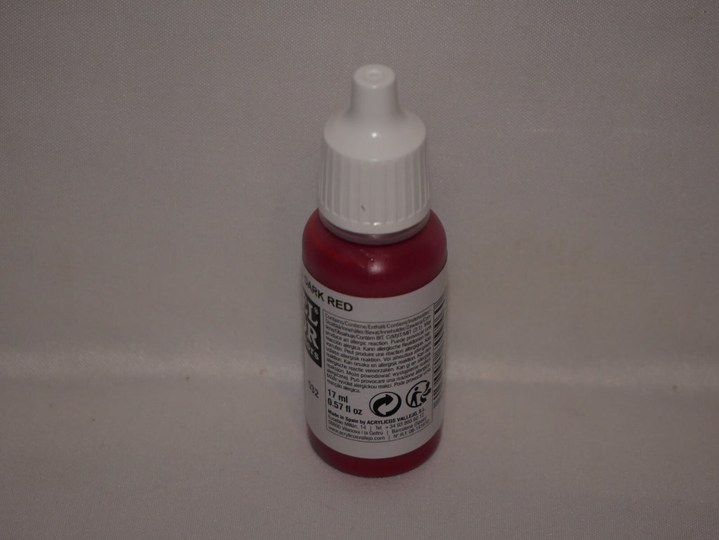 Vallejo Model Color Dark Red Acrylic 17ml/0.57 fl oz Dropper Bottle 70.946