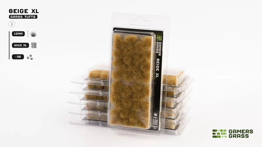 Gamers Grass Wild Beige XL 12mm Tufts For Wargaming Bases (36) Per Pack GG12-BE