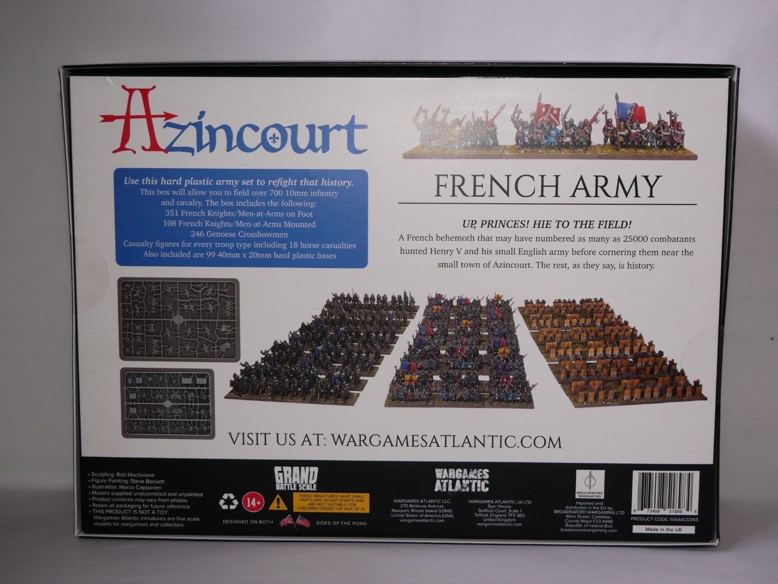 Wargames Atlantic Grand Battle 10mm Scale Azincourt French Army Box - WAAAC006S