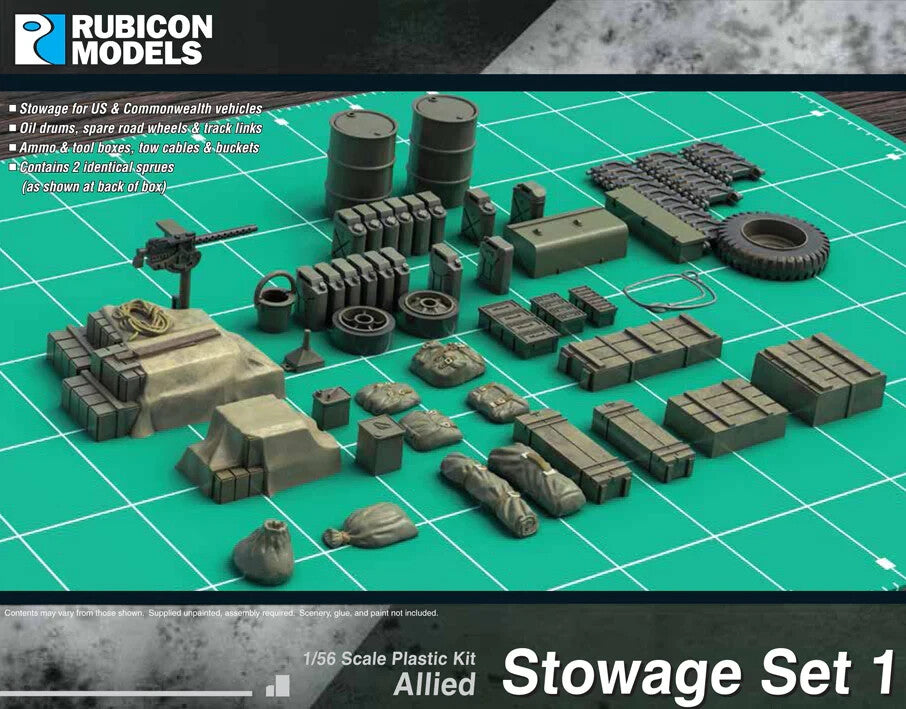 Rubicon Models 1:56 (28mm) Scale US & Commonwealth Allied Stowage Set 1 - 280033