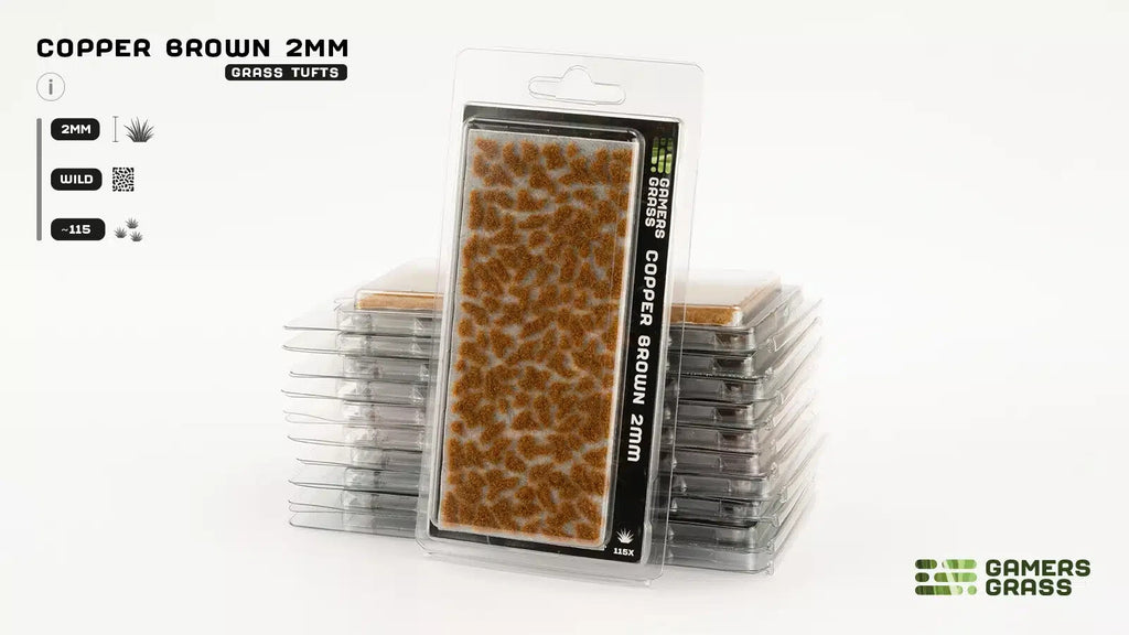 Gamers Grass Copper Brown 2mm Tufts For Wargaming Mini Bases 115 Per Pack GG2-CB