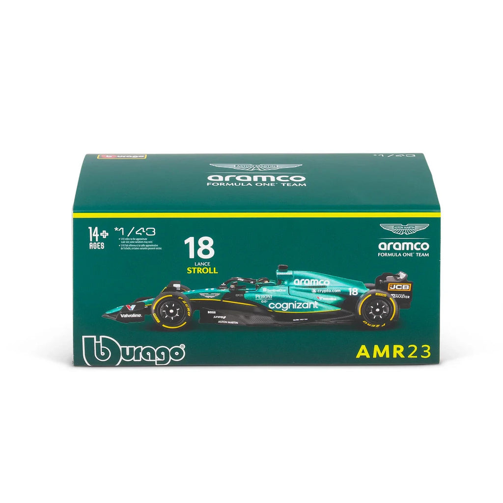 Burago 1:43 Aston Martin Cognizant Aramco F1 Team AMR23 No.18 Stroll #18-38091S