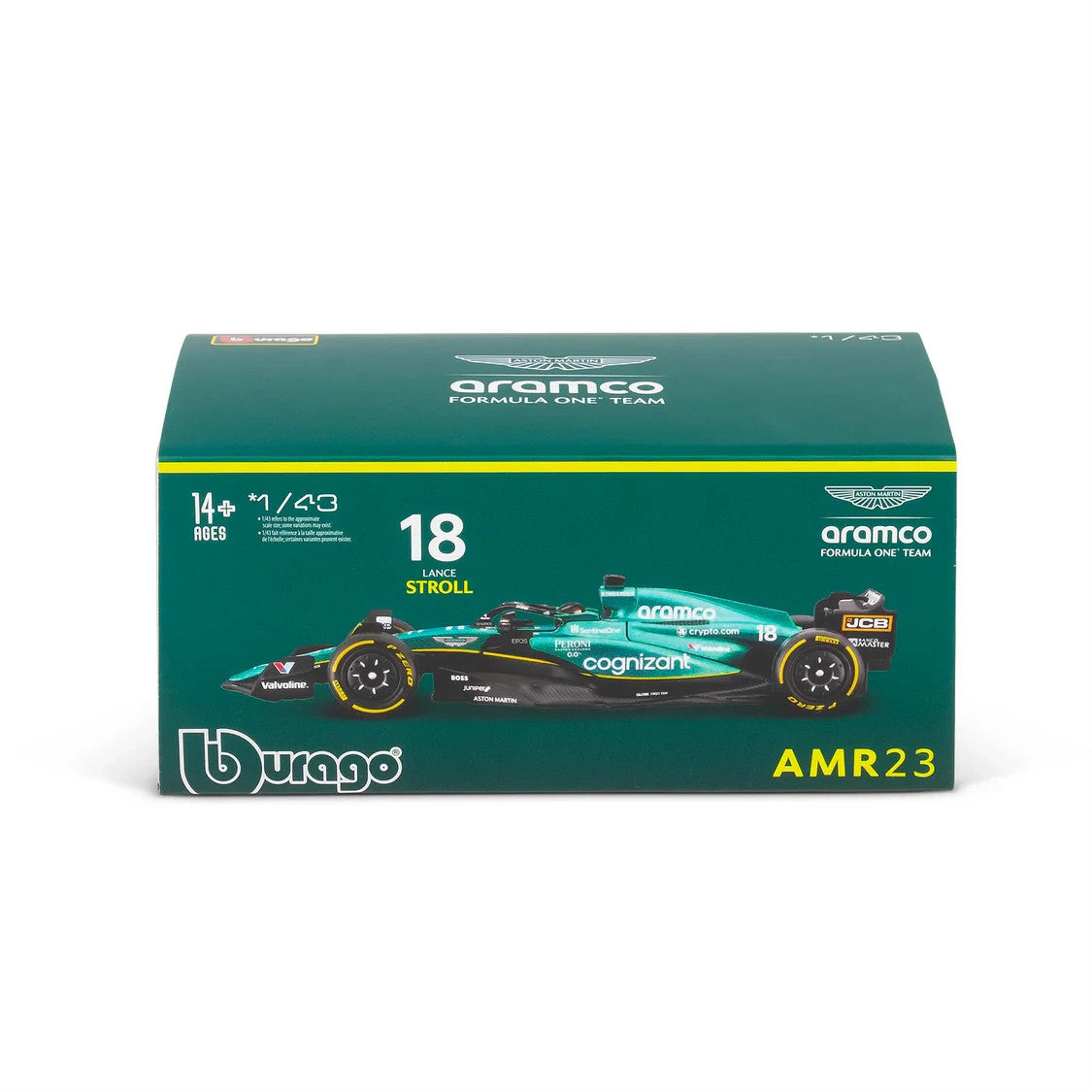 Burago 1:43 Aston Martin Cognizant Aramco F1 Team AMR23 No.18 Stroll #18-38091S